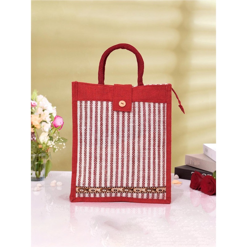 Kuber Industries Set Of 2 Printed Jute Handheld Bags