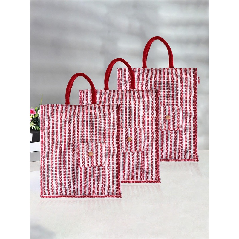 Kuber Industries Set Of 3 Printed Front Pocket Handheld Bags