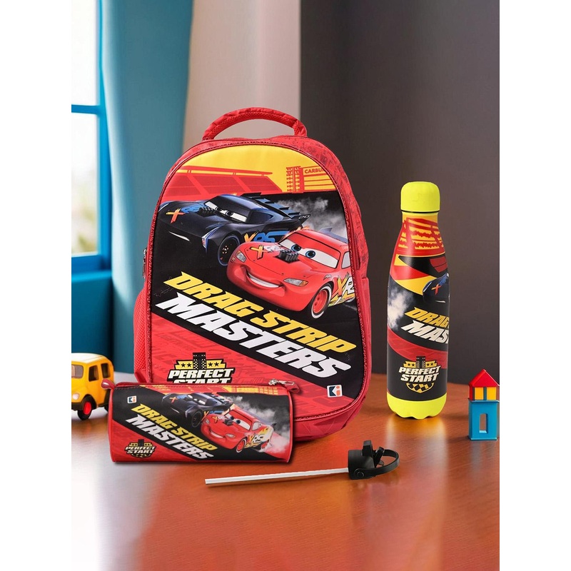 Kuber Industries set of 3 School Bag Water Bottle & Pencil box Graphic Ergonomic Backpack
