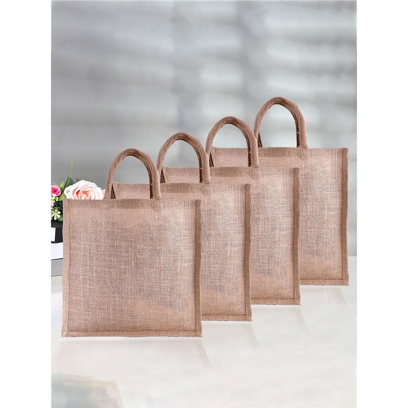 Kuber Industries Set Of 4 Shopper Jute Tote Bags