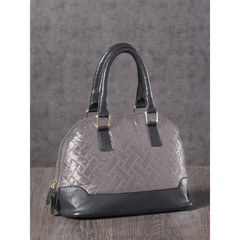 Mona B Textured Half Moon Handheld Bag with Quilted