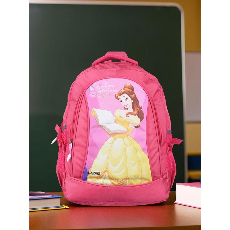 Kuber Industries Disney Princess Love Dream 3 zipper Kids School Bags backpack girls Pink