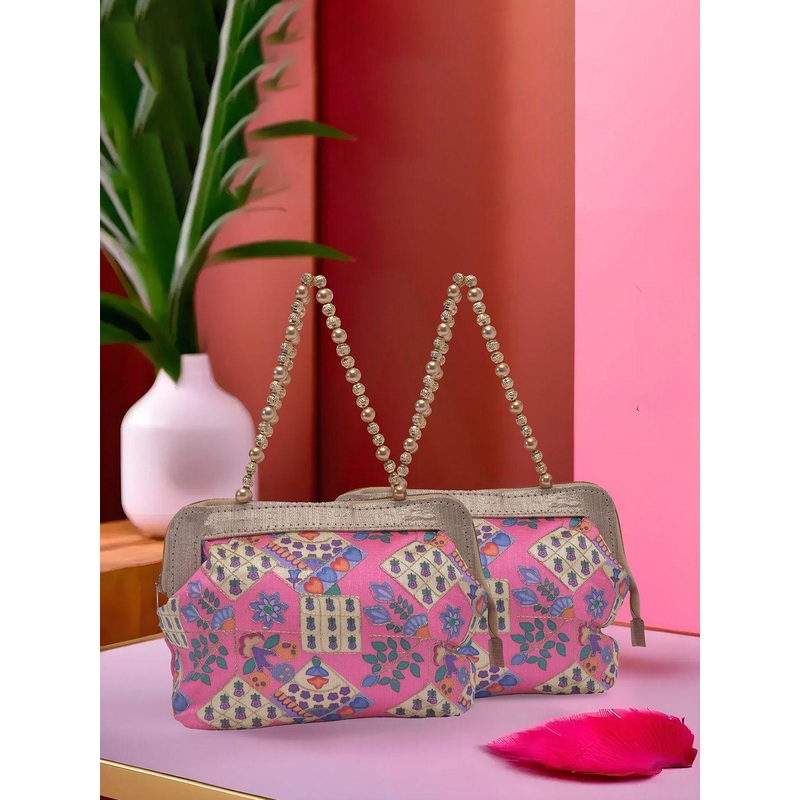 Kuber Industries Set of 2 Checked Structured Handheld Bag