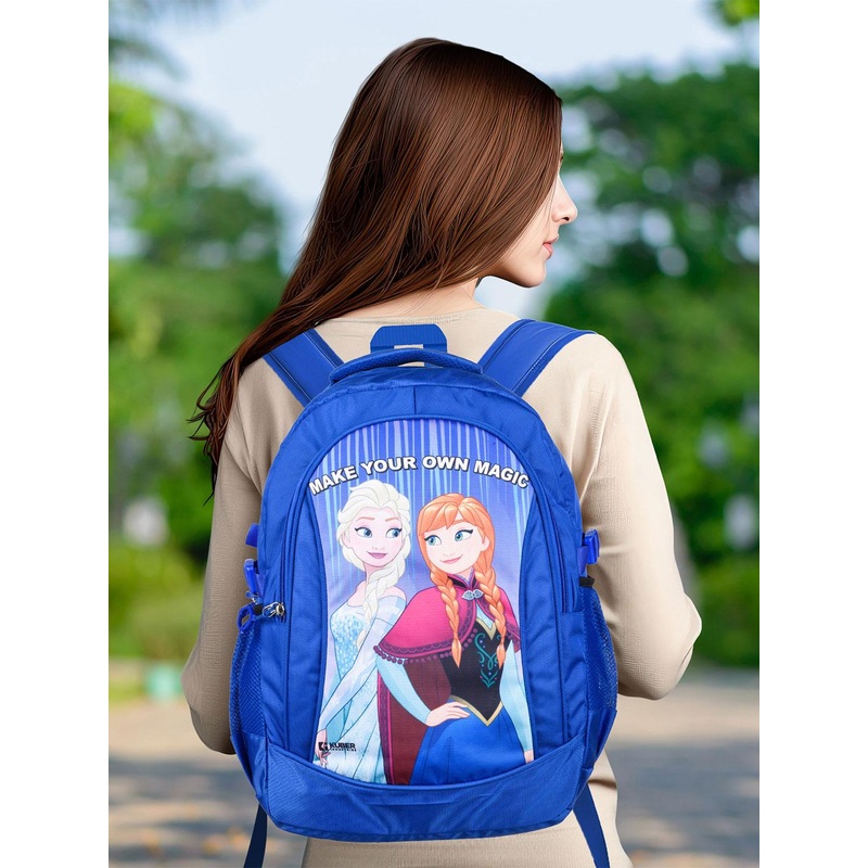 Kuber Industries Unisex Blue 3 Compart Disney Frozen School Travel Bag Backpack Blue