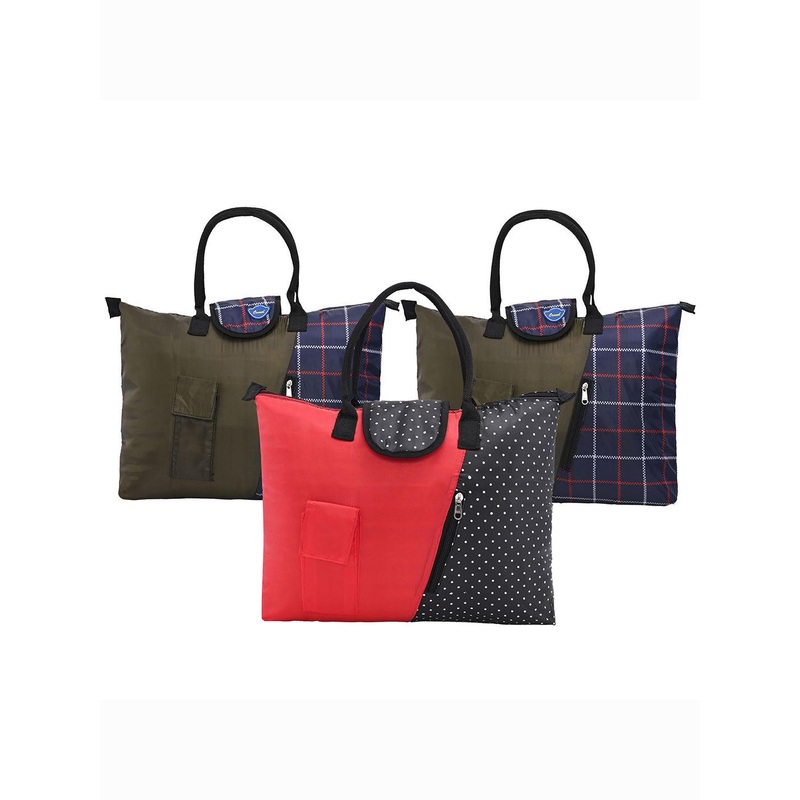 Kuber Industries Unisex Pack Of 3 Geometric Printed Shopper Handheld Bags