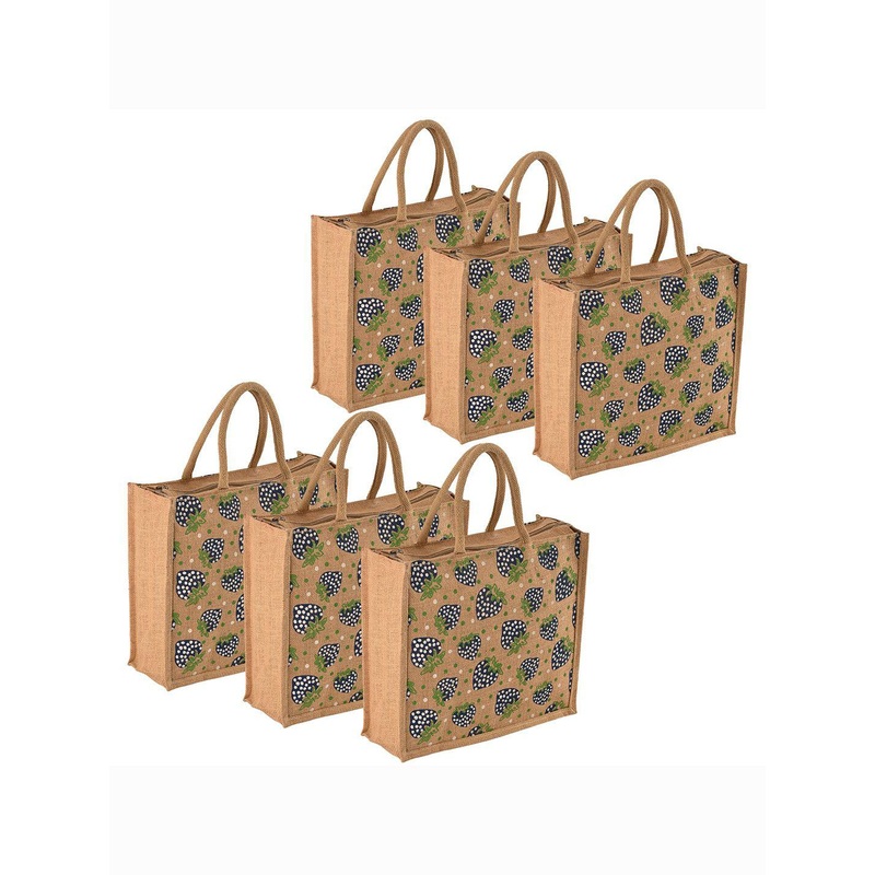 Kuber Industries Unisex Pack Of 6 Graphic Printed Shopper Handheld Bags