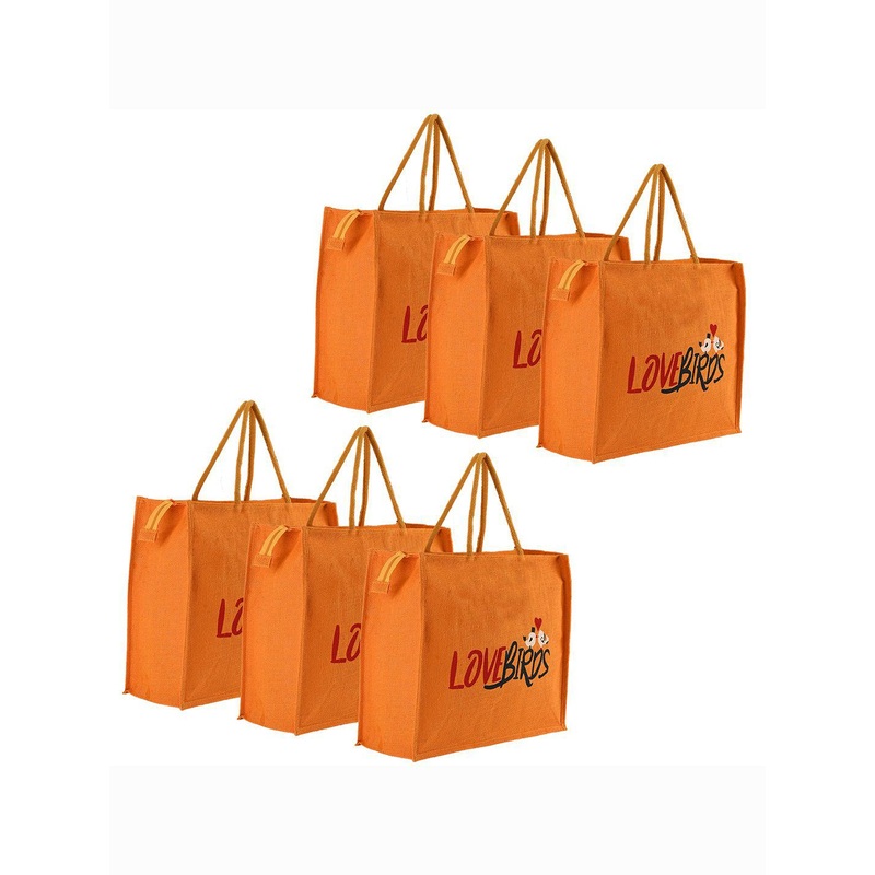 Kuber Industries Unisex Pack Of 6 Typography Printed Shopper Handheld Bags