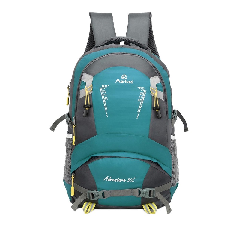 Martucci Unisex Teal Blue & Grey Brand Logo Backpack with Reflective Strip