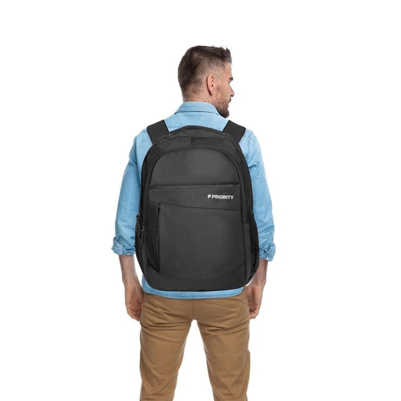 Priority Unisex Solid Backpack with Compression Straps