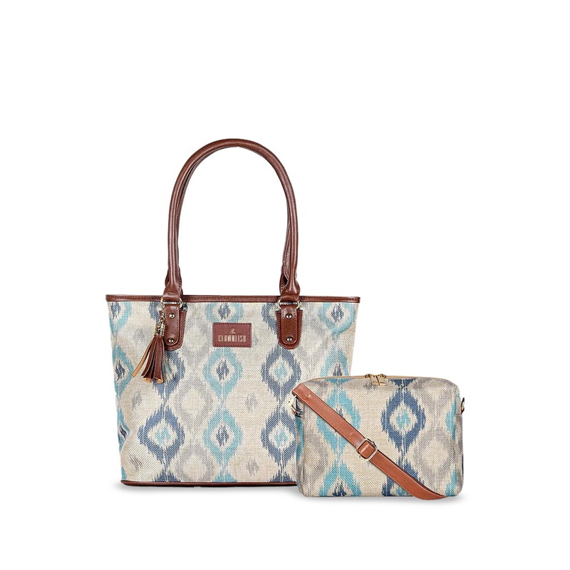 THE CLOWNFISH Ethnic Motifs Printed Structured Handheld Bag With Sling Bag