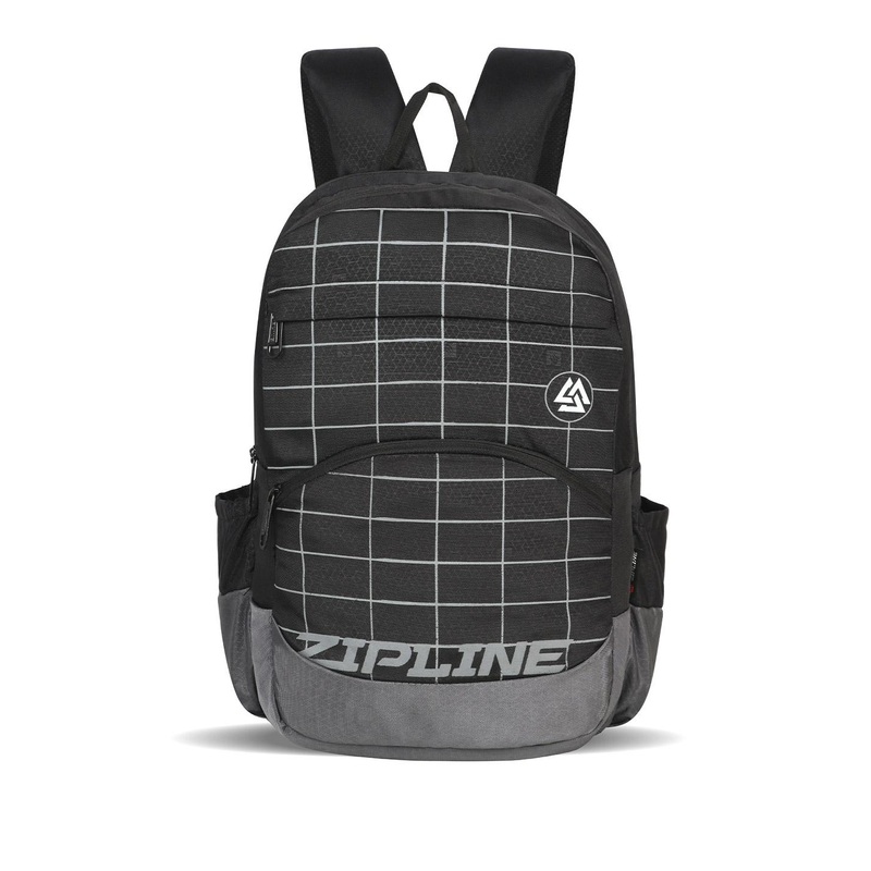 ZIPLINE Unisex Black & Grey Backpack