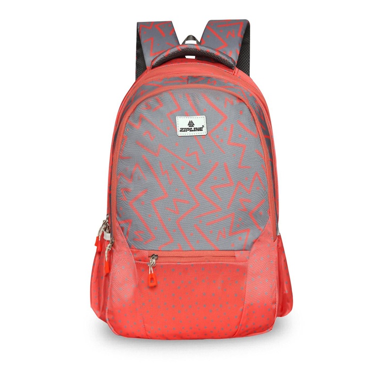 ZIPLINE Unisex Grey & Orange Backpack