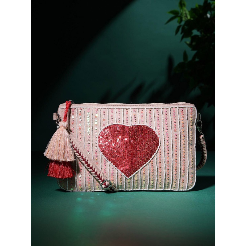 Anekaant Unisex Embellished Structured Cotton Sling Bag