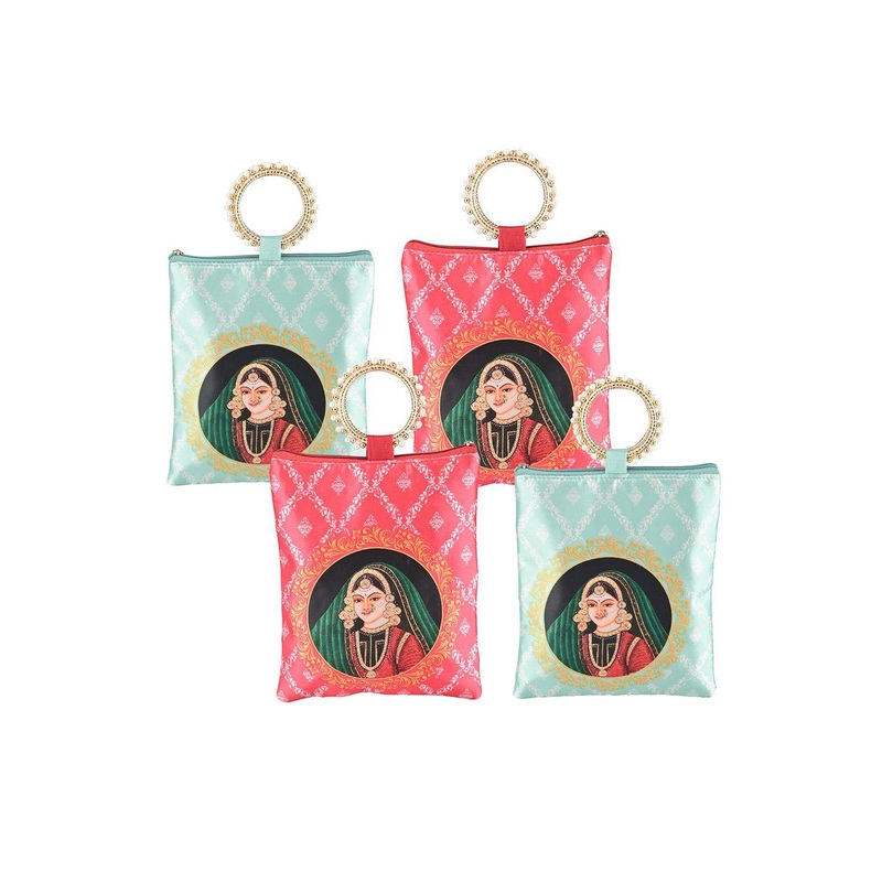 Kuber Industries 4 Pcs Polyester Potli Bags for Women Embroidered Potli Clutch