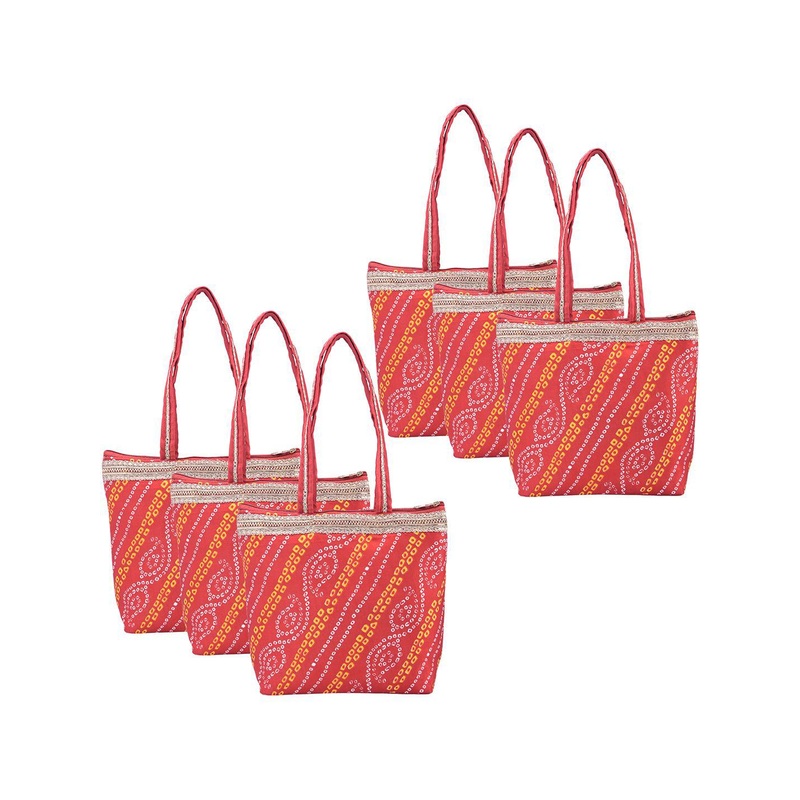 Kuber Industries 6 Pcs Hand Bag for Women & Girls Floral Printed Shopper Shoulder Bag