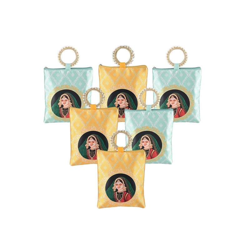 Kuber Industries 6 Pcs Silk Women Hand Bags Printed Structured Tote Bag with Quilted