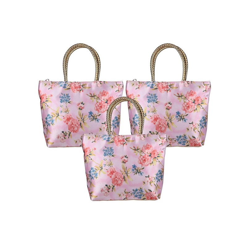 Kuber Industries Unisex Pack Of 3 Floral Printed Structured Shoulder Bags