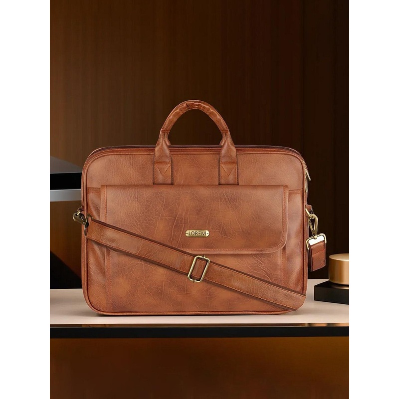 LOREM Matte Color Faux Leather 9.44L Messenger Bag For Men BG111