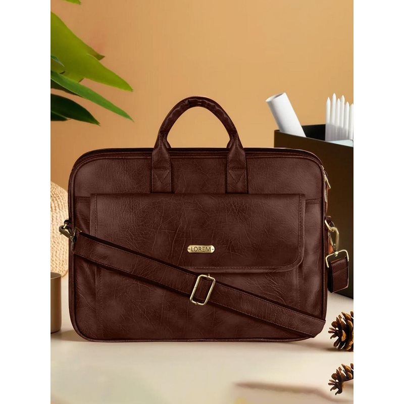 LOREM Matte  Color Faux Leather 9.44L Messenger Bag For Men BG115