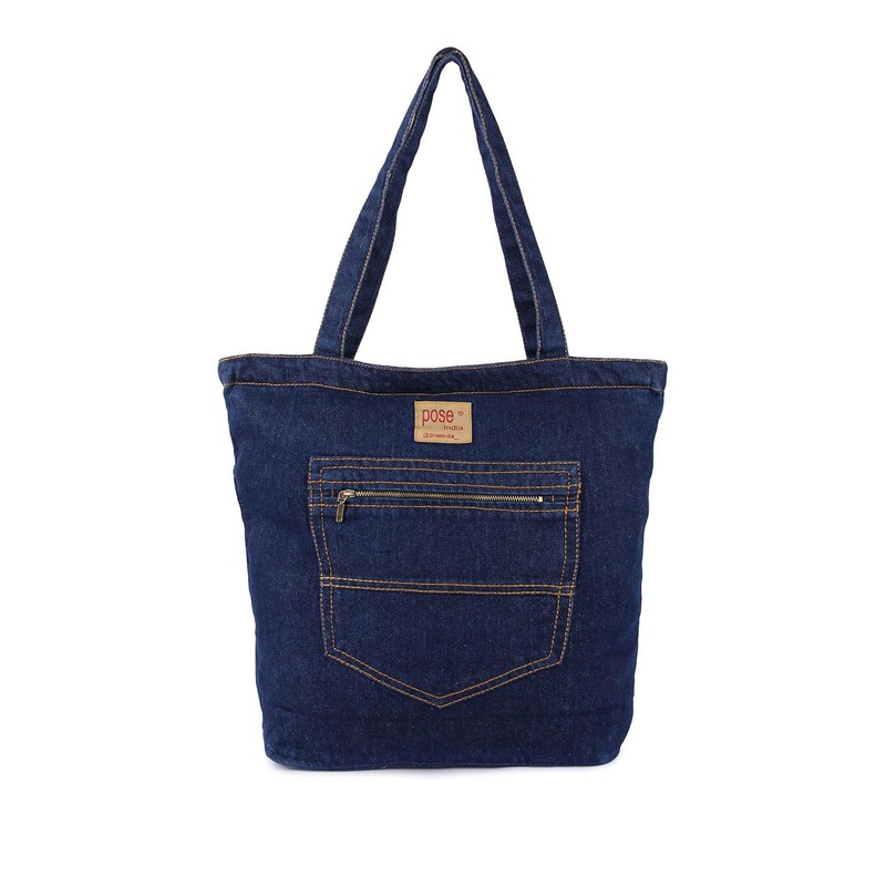 Pose india Self Design Embellished Structured Cotton Tote Bag with Applique