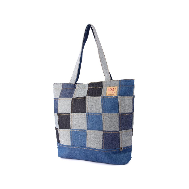 Pose india Unisex Checked Shopper Cotton Tote Bag