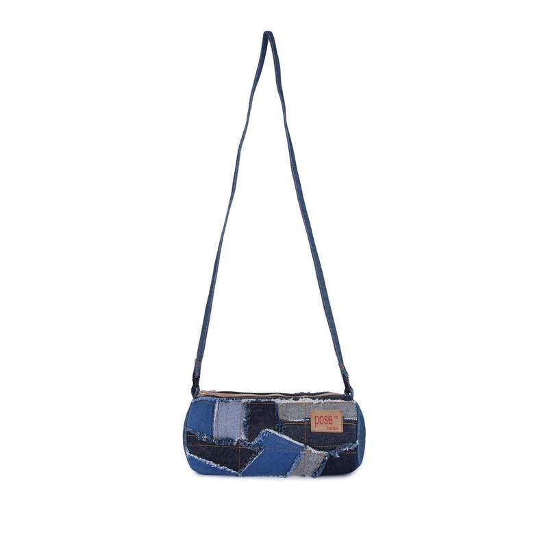 Pose india Unisex Colourblocked Cotton Bowling Sling Bag with Fringed