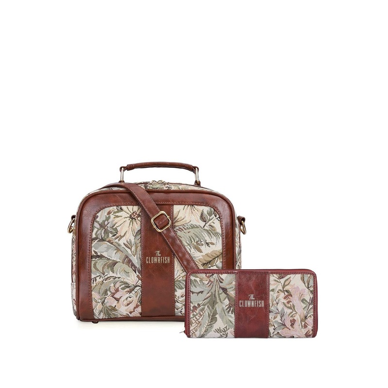 THE CLOWNFISH Floral Printed Structured Sling Bag