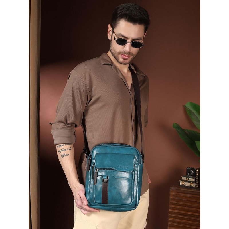 VISMIINTREND Men PU Sling Messenger Bag