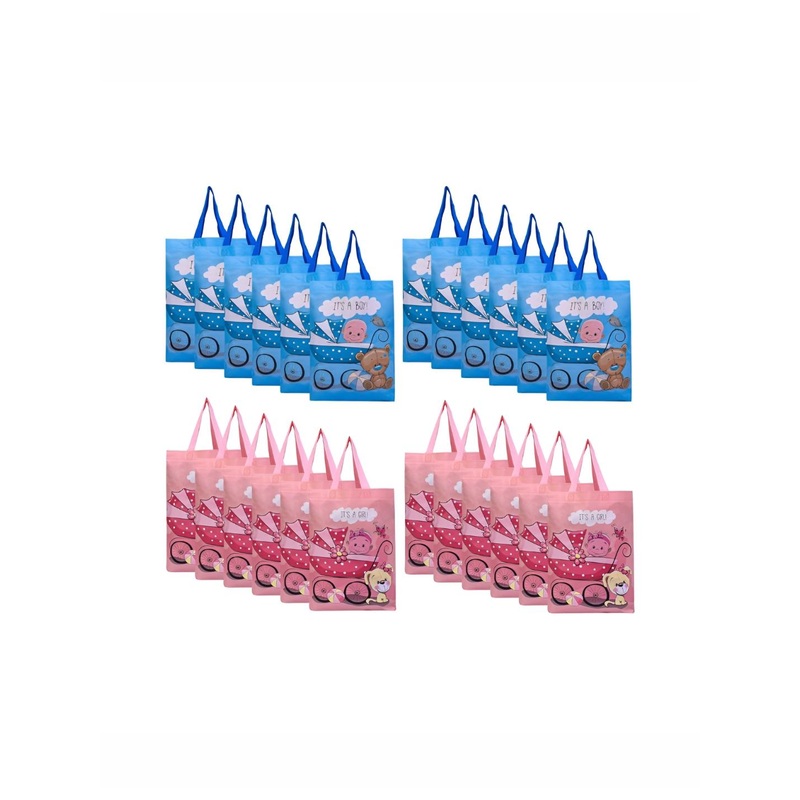 Aura Unisex Pack Of 24 Abstract Printed Reusable Shopper Tote Bag