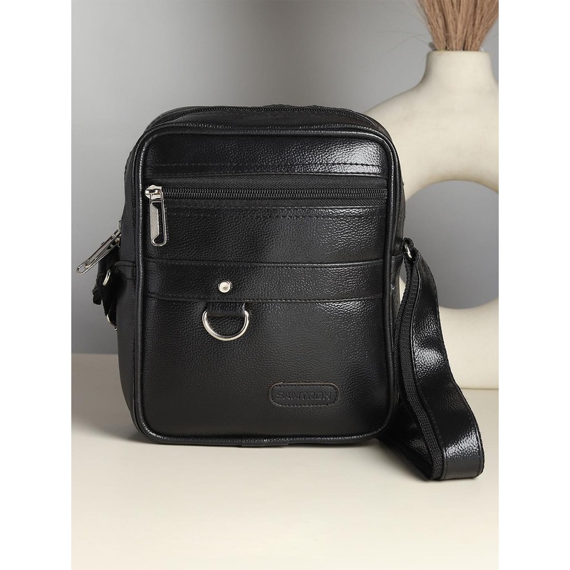 SAMTROH Men Textured Leather Small Messenger Bag