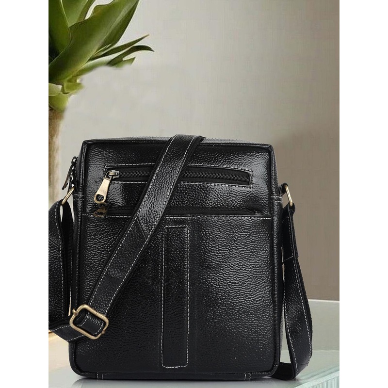 SPOTIC Textured Leather Messenger Bag