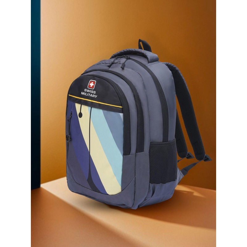SWISS MILITARY Unisex Geometric Backpack with Compression Straps