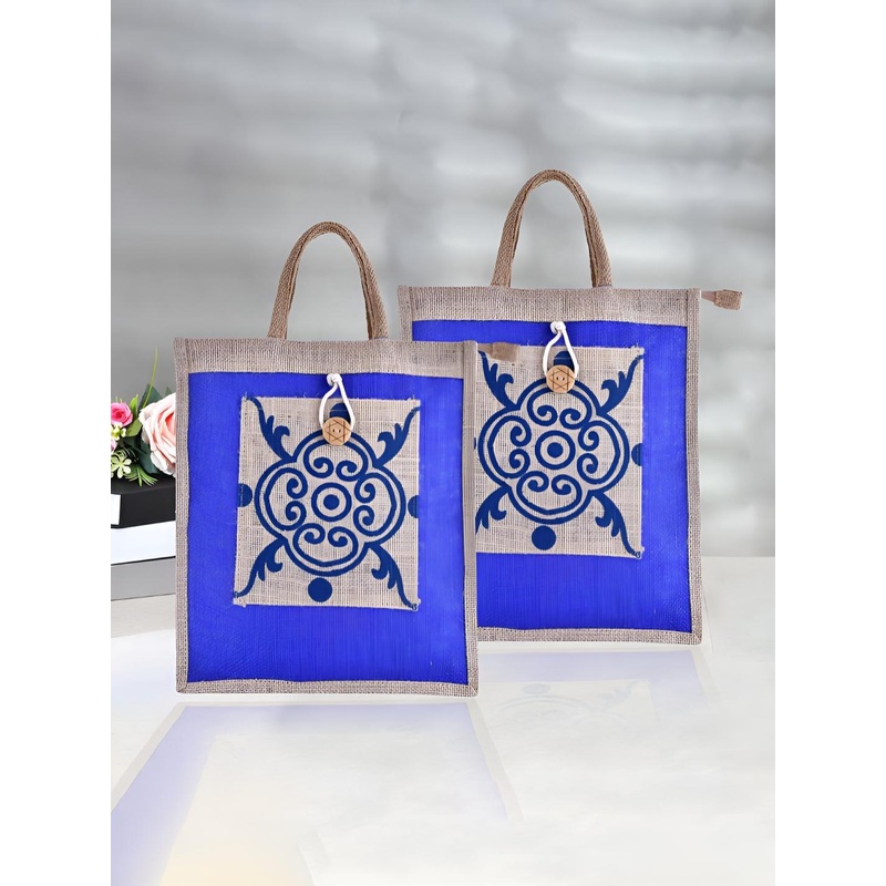 Aura Unisex Pack Of 2 Ethnic Motifs Printed Shopper Tote Bag