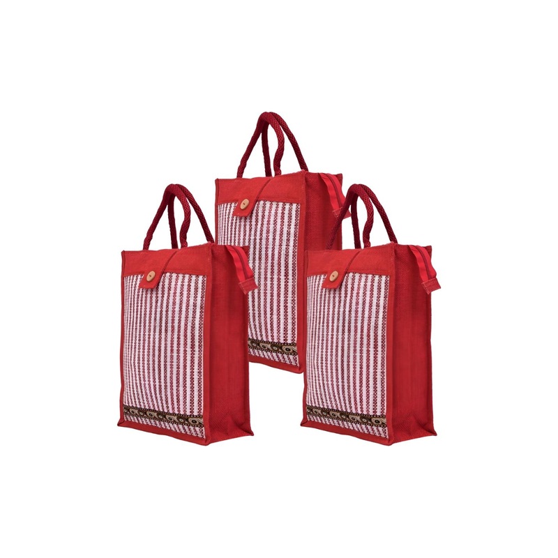 Aura Unisex Pack Of 3 Striped Shopper Tote Bag