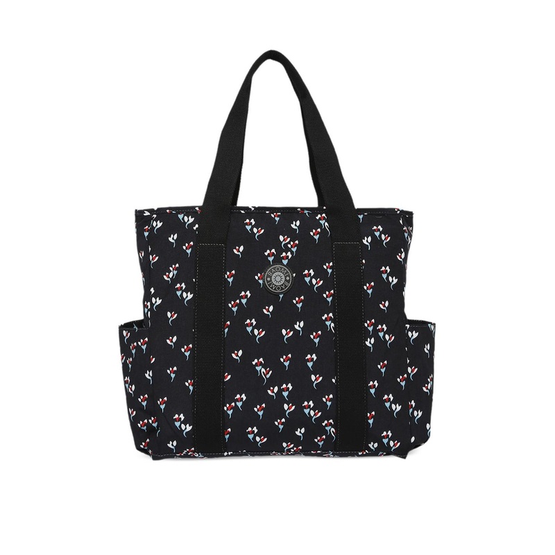 BAOMI Black Floral Printed Shopper Tote Bag