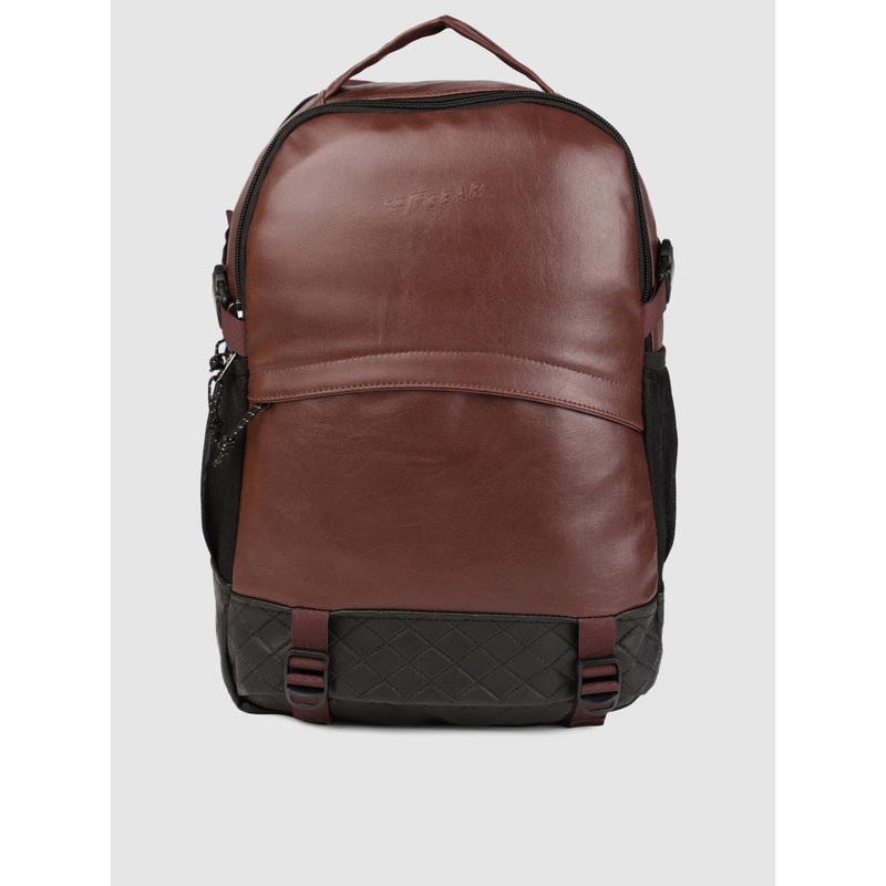 F Gear Unisex Brown & Black Sedna Solid Laptop Backpack