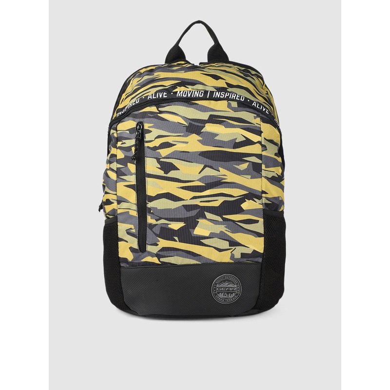 Gear Unisex Yellow & Black Camouflage Print Laptop Backpack