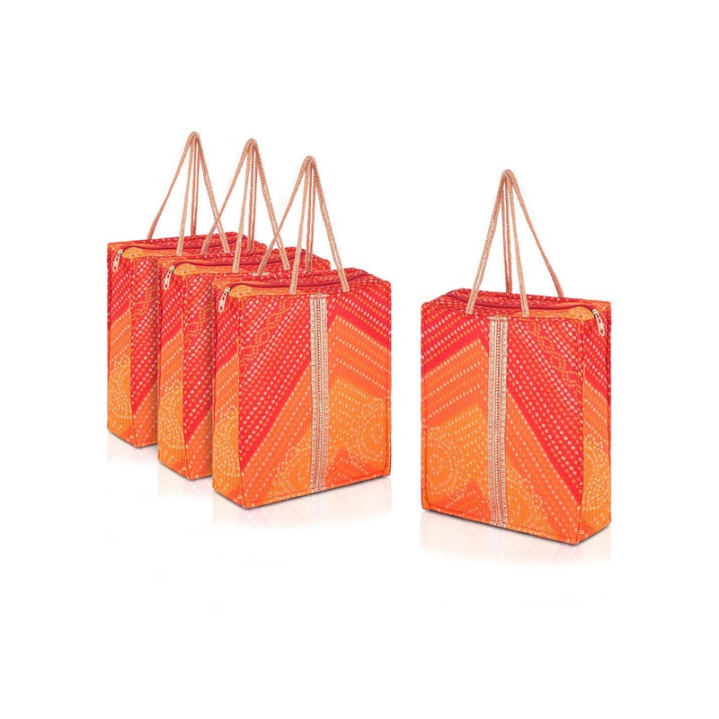 Kuber Industries Unisex Set Of 4 Geometric Printed Shopper Handheld Bags