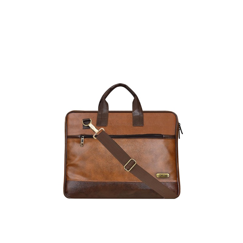 LOREM Unisex Tan Brown Textured Messenger Bag