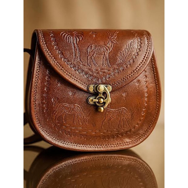 PRANJALS HOUSE Peacock Embossed Leather Structured Sling Bag