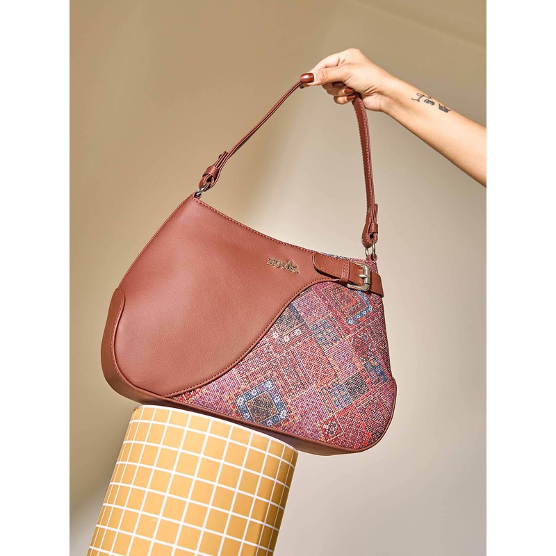 Alt by Zouk  Bhuj Rabari Printed Leather Bucket Handheld Bag