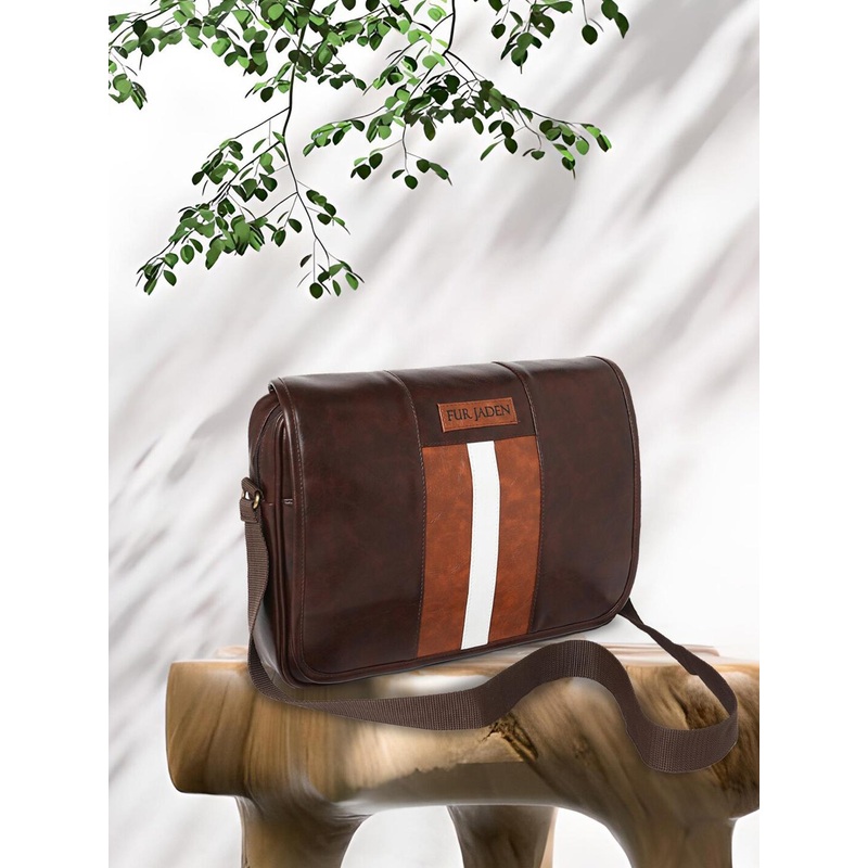 FUR JADEN Unisex Colourblocked Water Resistant CrossBody Messenger Bag