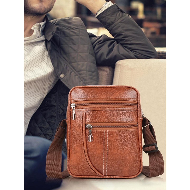 PARSLEY Men Solid Crossbody Leather Sling Bag