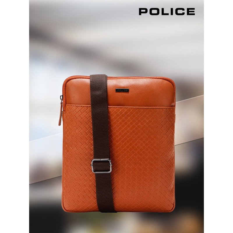 Police Men Leather Messenger Bag