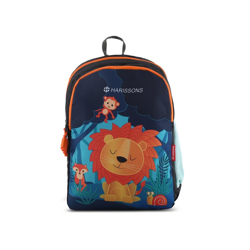 Harissons Lion Kids Cartoon Printed Blue & Orange 19L Water-Resistant School Backpack