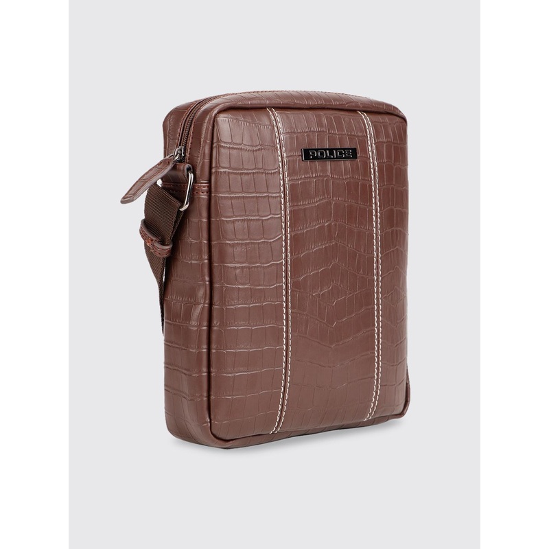 Police Textured Structured Messenger Bag