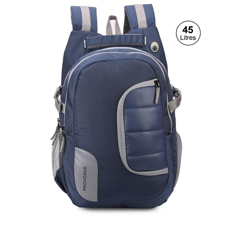 Provogue Unisex Navy Blue & Grey Backpack with Compression Straps 45 L