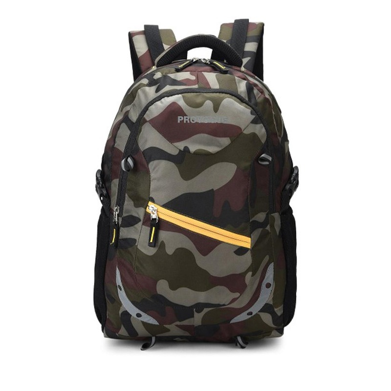 Provogue Unisex Olive & Grey Camouflage Backpack with Reflective Strip 35 L