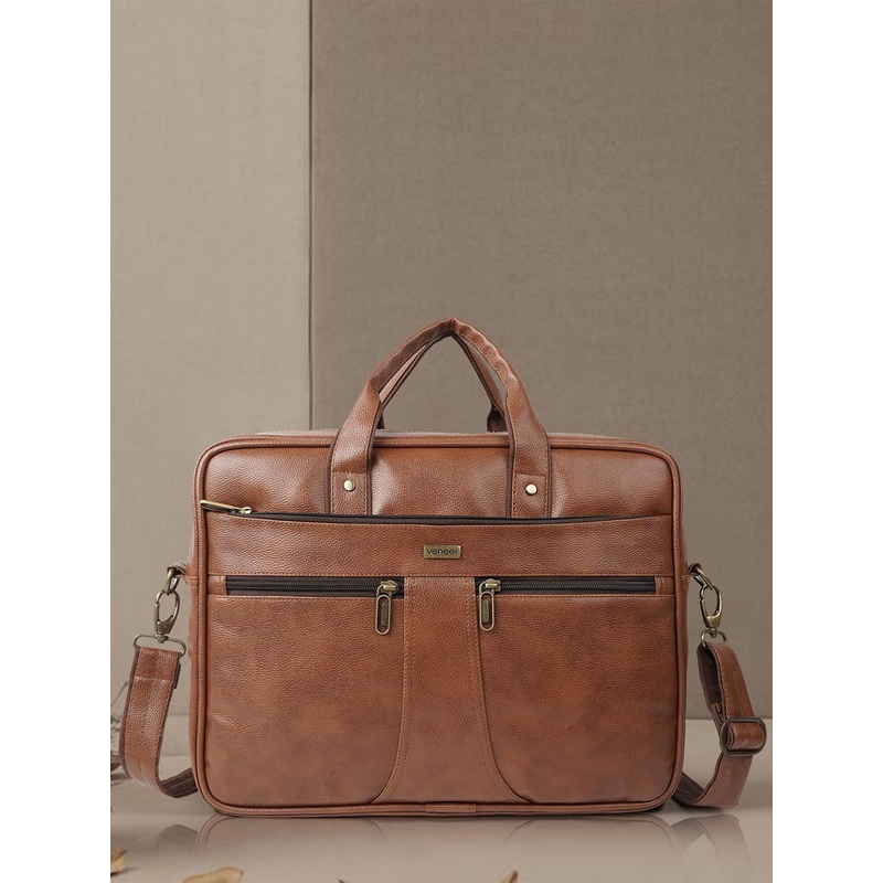 Veneer Unisex Tan Solid Laptop Messenger Bag