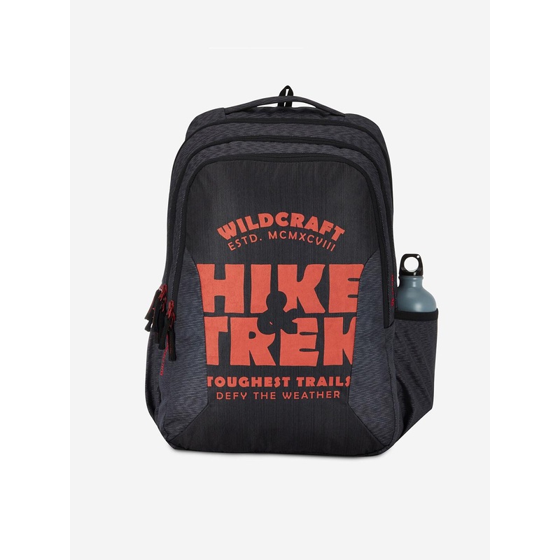 Wildcraft Unisex Grey & Orange Typography Backpack